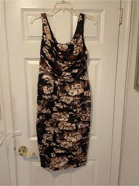 Express Black Floral Midi Sheath Dress